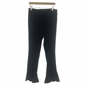 Scripted Black Flare Velvet Cropped Legging Small